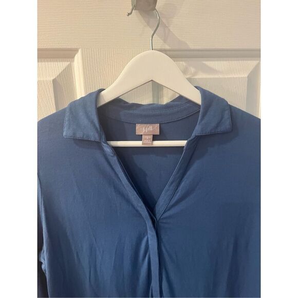 J. Jill Blue Hidden Button Soft Long Sleeve Tunic Too sz S EUC - Picture 2 of 7